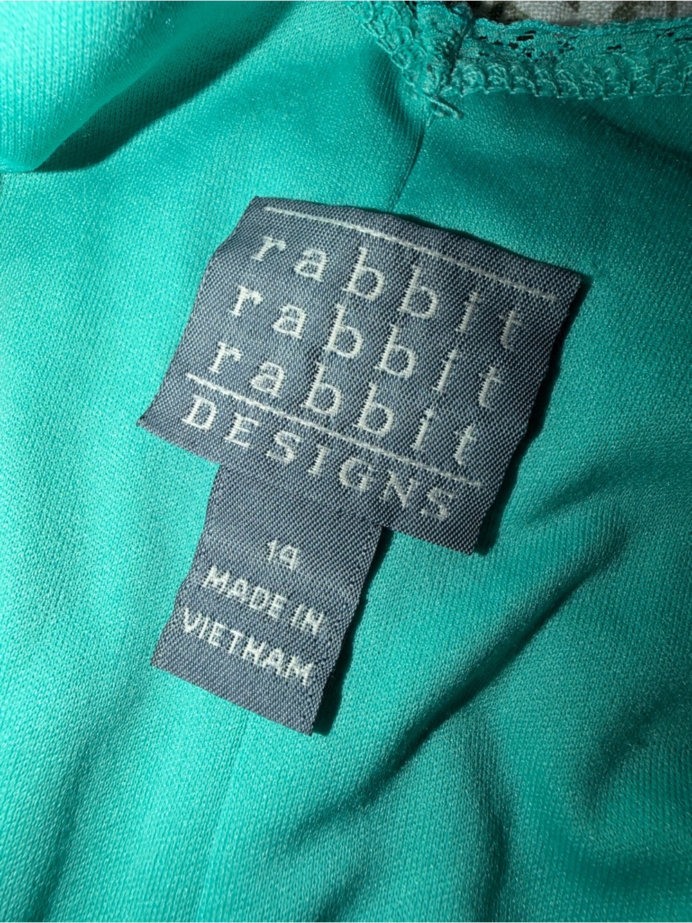 Rabbit Rabbit Rabbit Teal Lace-Texture V-Neck Midi Dress - Picture 2 of 7